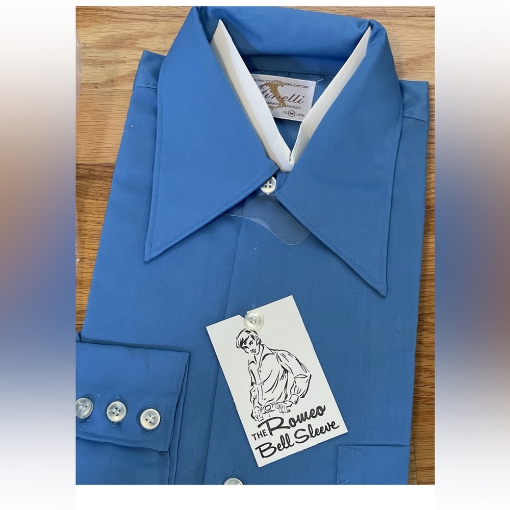🆕Ginelli Italy men’s Medium 15-15.5 Vintage 1960s Deadstock blue Romeo bell slv - Picture 3 of 13